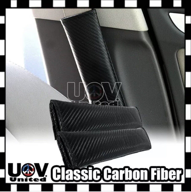 4x Luxury Seat Belt Cover Carbon Fiber Style Shoulder Pad Cushion Safe Protector