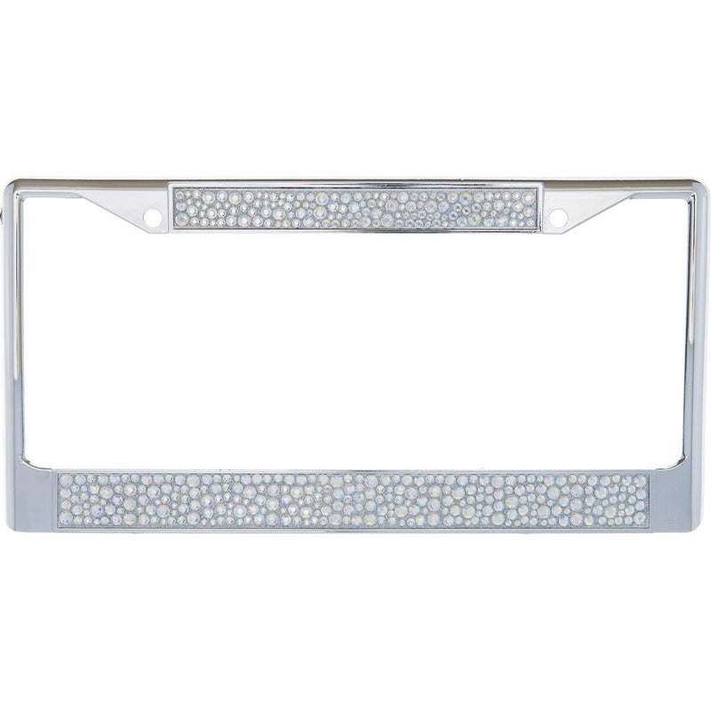 Premium Chrome Mix AB Bling Crystal Diamond License Plate Frame for Car-Truck