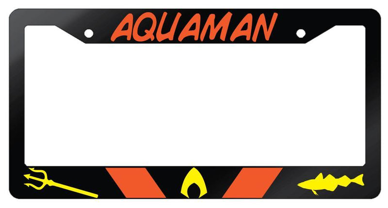 Aquaman Glossy Black Plastic License Plate Frame DC  Mod-GRAPH9856236-6967