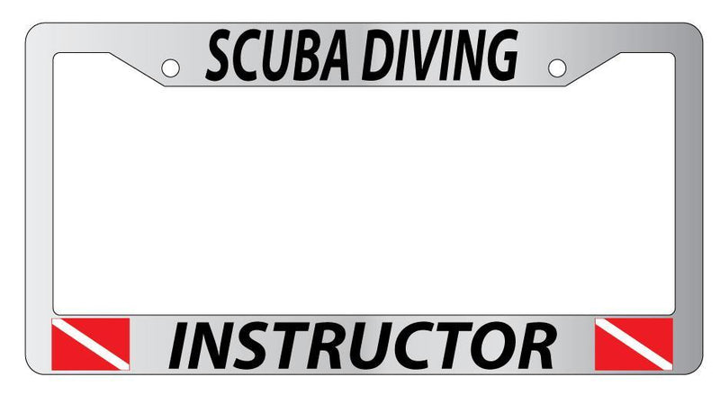 Chrome License Plate Frame SCUBA DIVING INSTRUCTOR w/FLAGS Auto Accessory  Mod-GRAPH9856236-4371