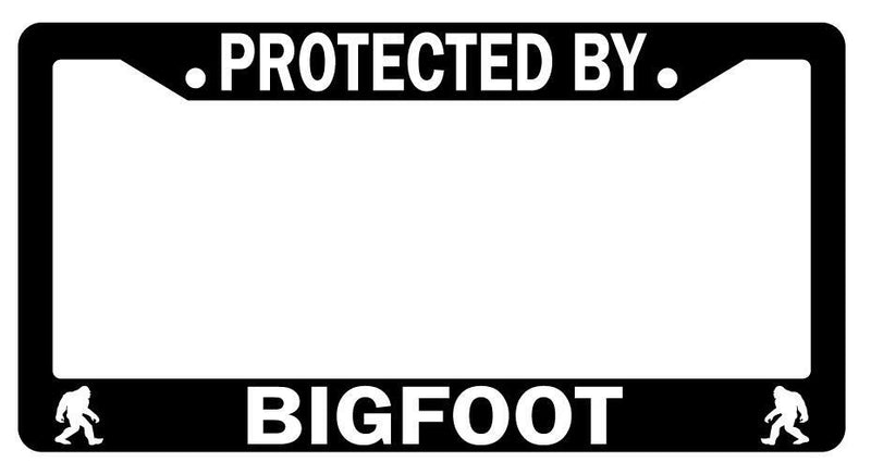 Protected By For Bigfoot Black Plastic License Plate Frame  Mod-GRAPH9856236-2054
