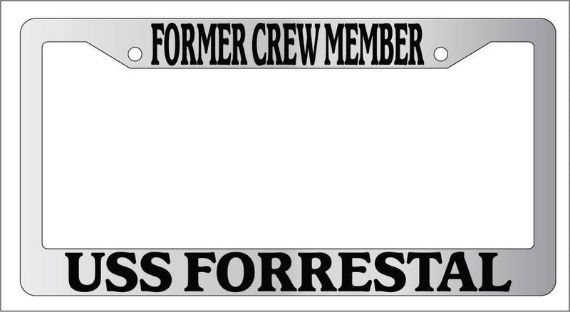 Chrome License Plate Frame FORMER CREW MEMBER USS FORRESTAL Auto Accessory 183  Mod-GRAPH9856236-4552