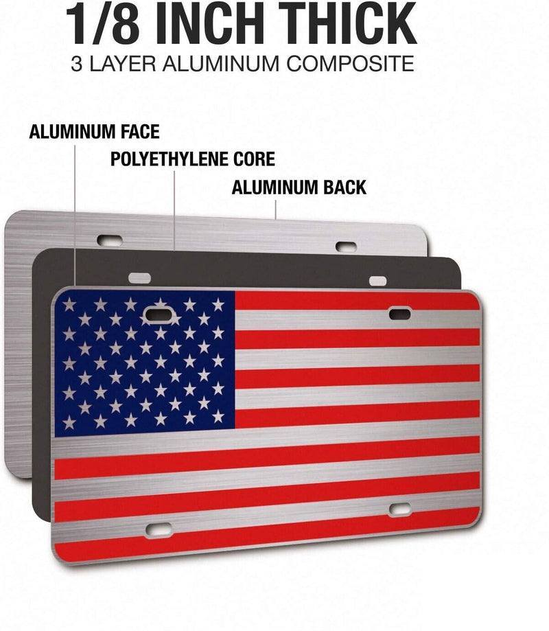 American Flag License Plate ; HD 1/8" Thick ; Made in USA American Flag Car Tag