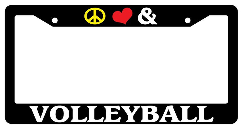 Black License Plate Frame Peace Love And Volleyball Auto Accessory Novelty  Mod-GRAPH9856236-2292