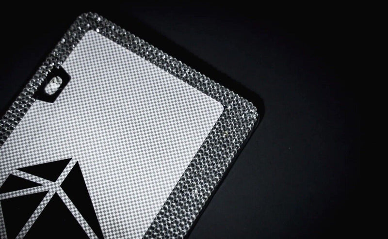 Bling Rhinestones License Plate Metal Frame Sparkling Chrome Crystal Diamond