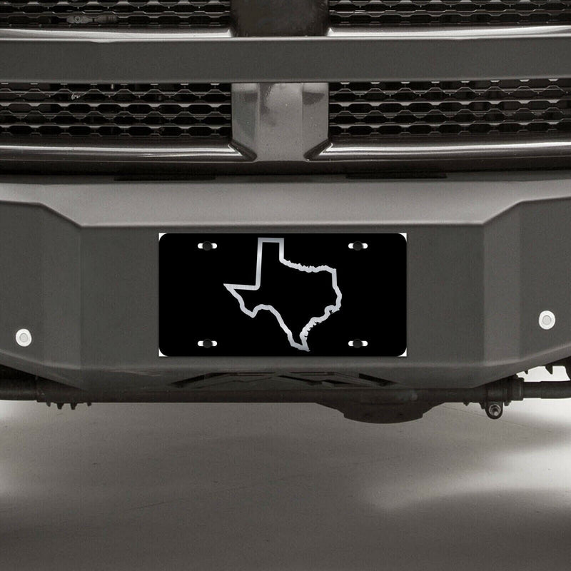 Texas State Outline License Plate Tag Vanity Front Aluminum 6 Inch By 12 Inch