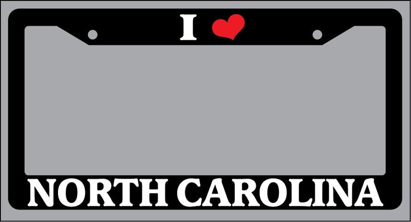 Black License Plate Frame "I Heart North Carolina" Auto Accessory Novelty 2422  Mod-GRAPH9856236-834