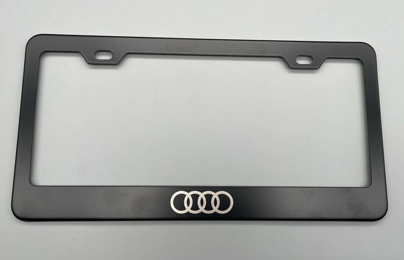 Black License Plate Frame Stainless Steel with Laser Engraved fit Audi