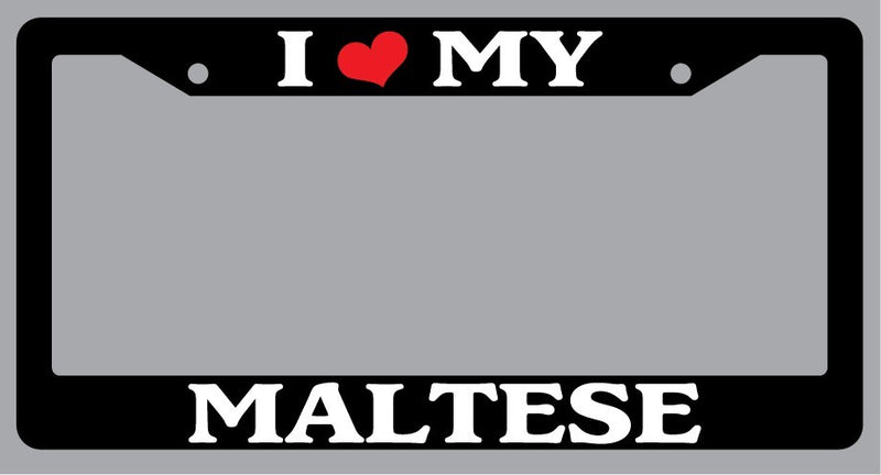 Black License Plate Frame "I Heart My Maltese" Auto Accessory 458  Mod-GRAPH9856236-1538