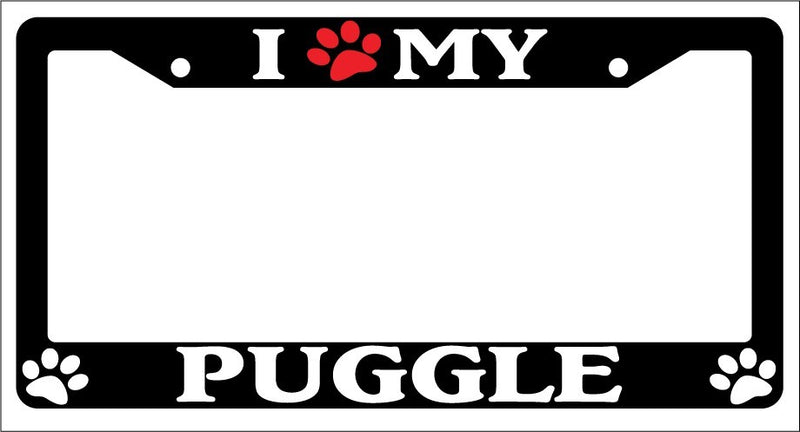 Black License Plate Frame I Heart My Puggle (Paw) Auto Accessory 535  Mod-GRAPH9856236-1176