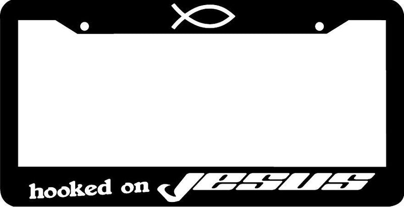HOOKED ON JESUS christian fish License Plate Frame