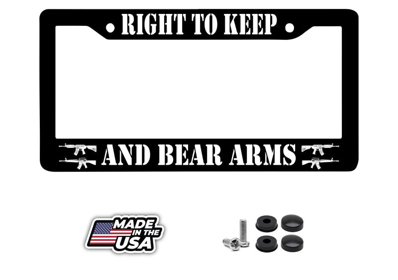 Right to keep and Bear Arms Black License Plate Car Frame 2nd Amendment