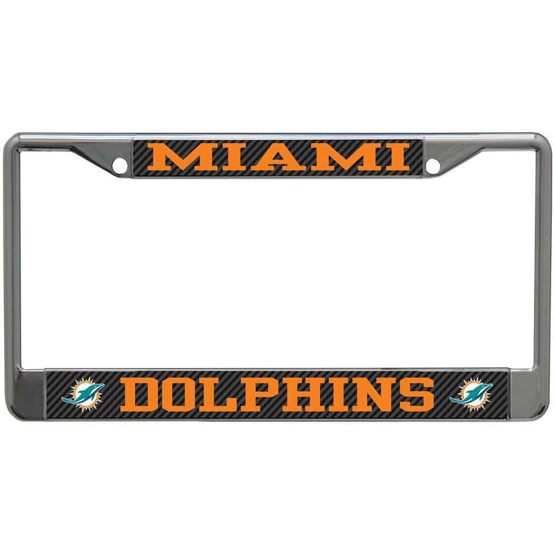 NFL Miami Dolphins Metal License Plate Frame - Carbon Fiber