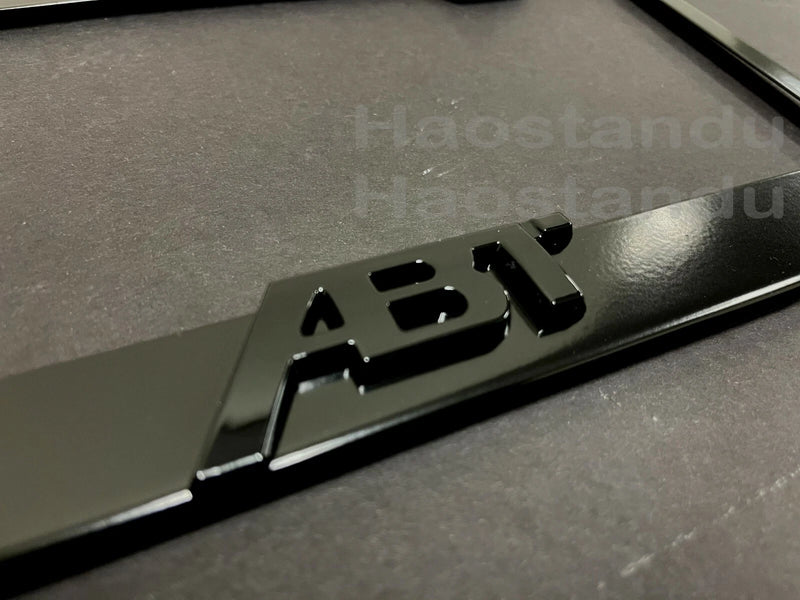 1x ABT Sportsline 3D Emblem BLACK Stainless License Plate Frame RUST FREE (Black)