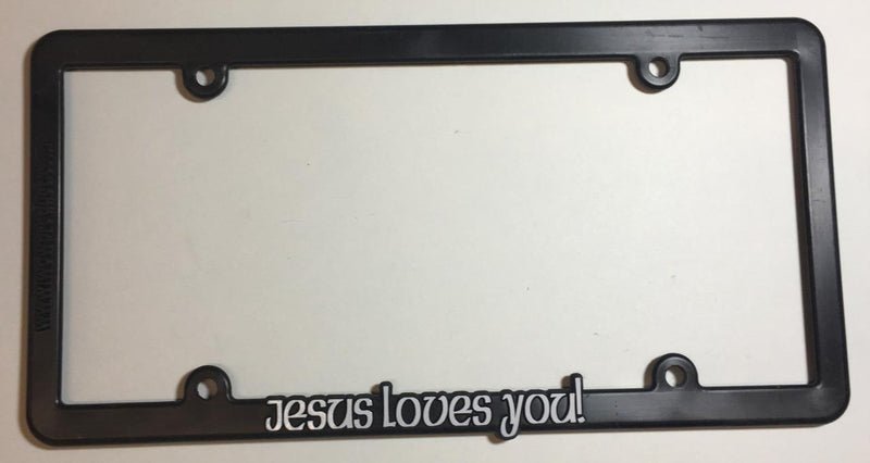 Black Skinny License Plate Frame Jesus Loves You Auto Accessory  Mod-GRAPH9856236-3400
