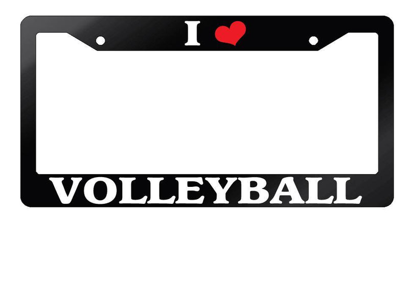 Glossy Black License Plate Frame I HEART VOLLEYBALL Auto Accessory  Mod-GRAPH9856236-7572
