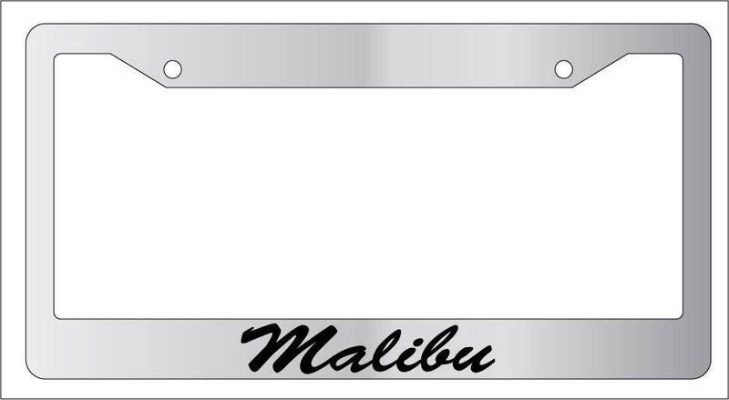 Chrome License Plate Frame CURSIVE MALIBU Auto Accessory Novelty 1718  Mod-GRAPH9856236-6811