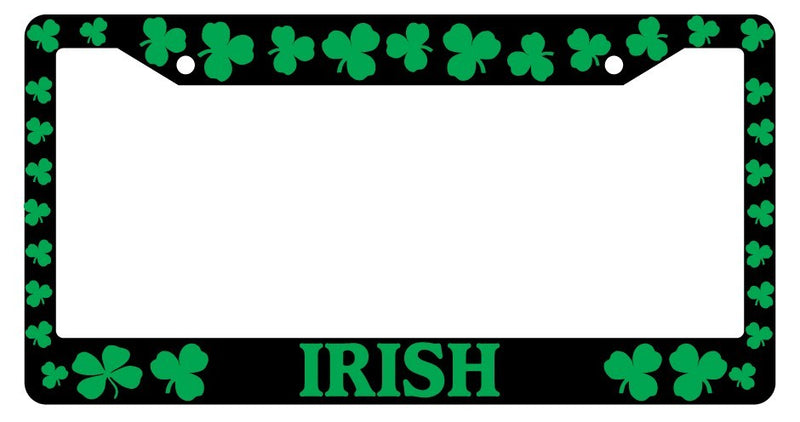 Black License Plate Frame Shamrocks, Irish Green Auto Accessory Novelty  Mod-GRAPH9856236-3906