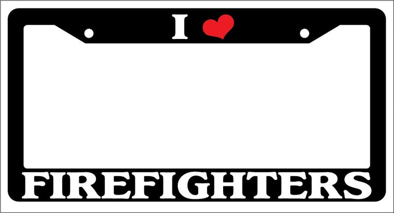Black License Plate Frame "I Heart FireFor Fighters" Auto Accessory Novelty  Mod-GRAPH9856236-2914