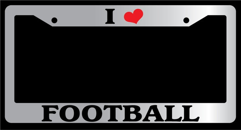 Chrome License Plate Frame "I Heart Football" Auto Accessory Novelty  Mod-GRAPH9856236-6100