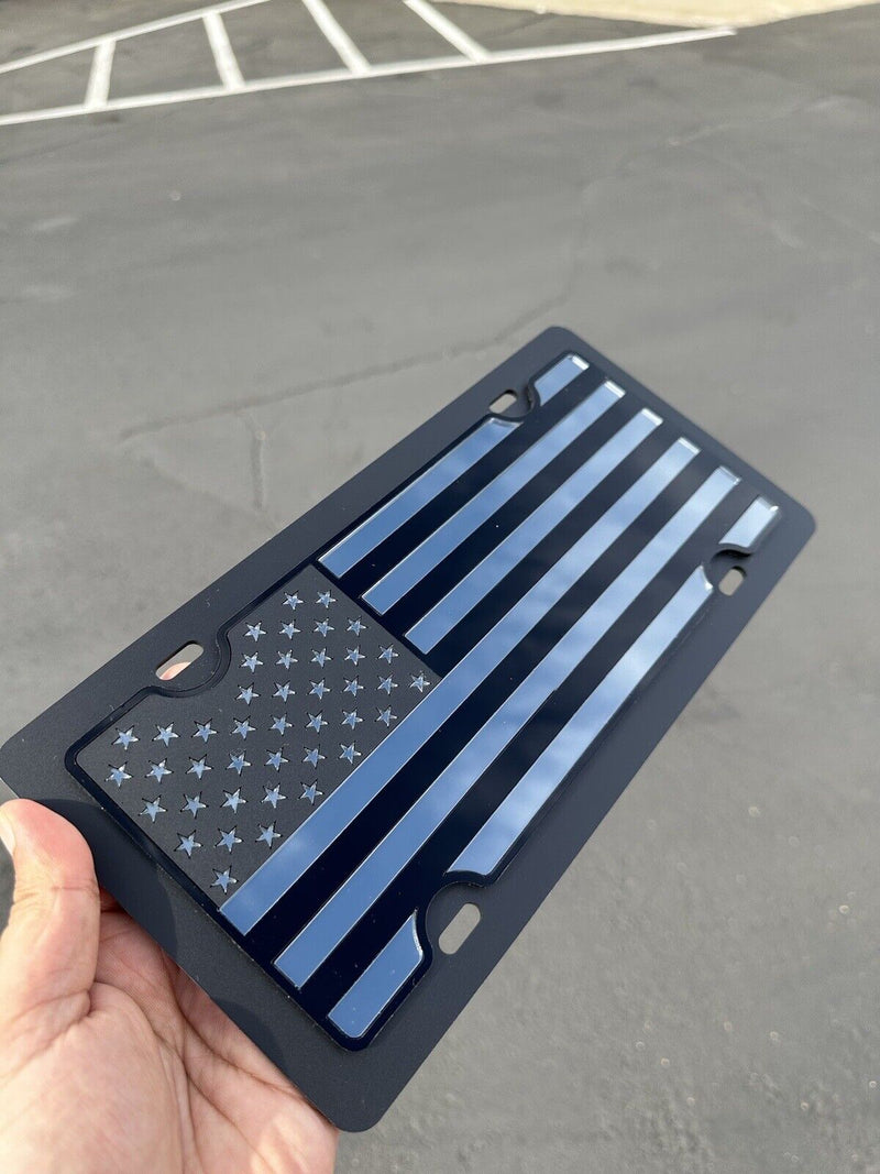 American Flag Steel Premium License Plate Tactical Black Ops Grey Subdued