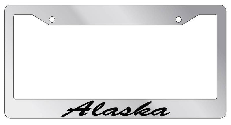 Chrome METAL License Plate Frame ALASKA CURSIVE Auto Accessory 1044  Mod-GRAPH9856236-7772