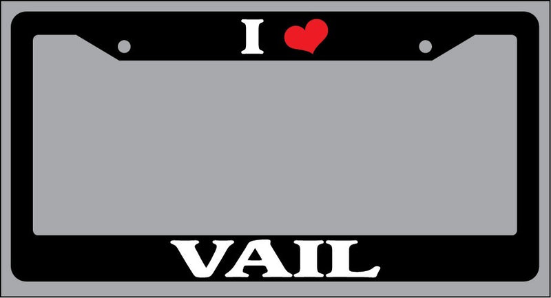 Black License Plate Frame "I Heart Vail" Auto Accessory Novelty  Mod-GRAPH9856236-866