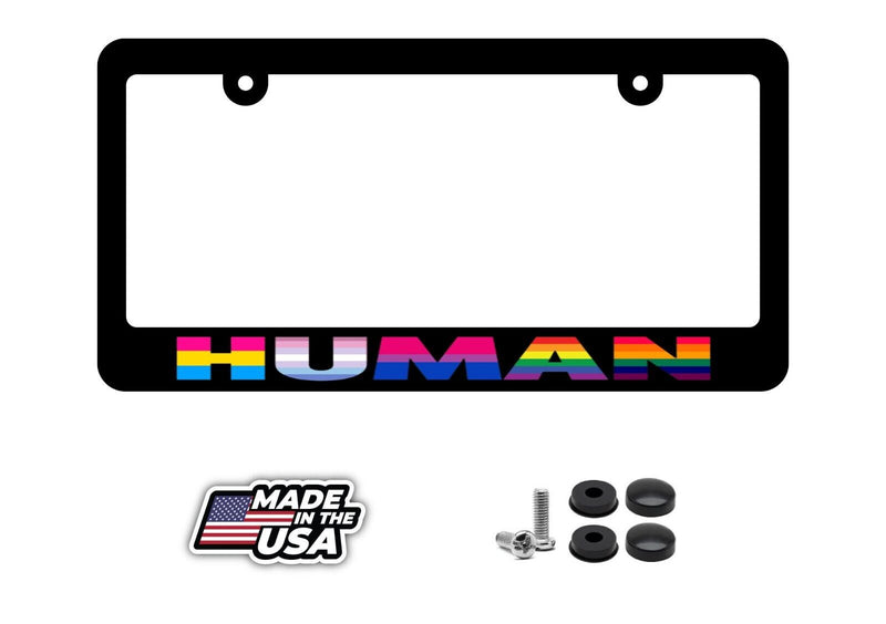 Human LGBT Gay Pride Rainbow Flag Bisexual Transgender License Plate Frame