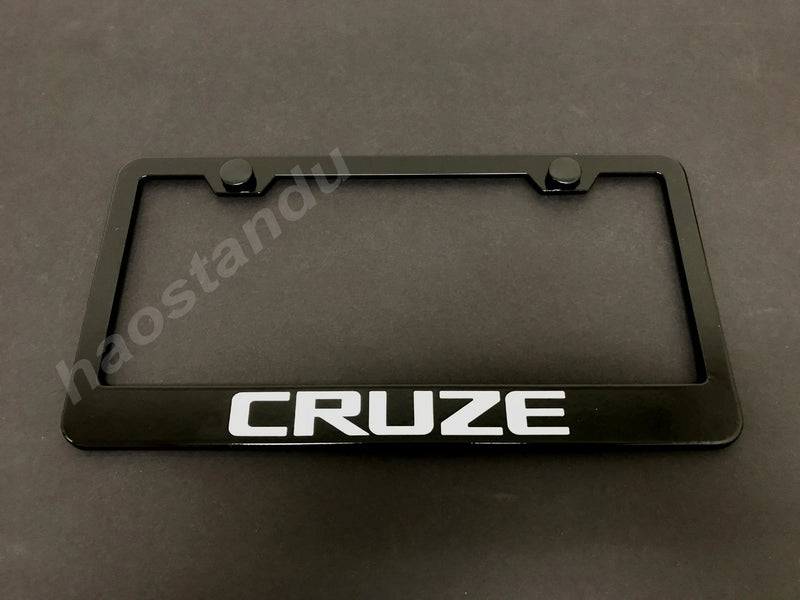 1x CRUZE BLACK Stainless Metal License Plate Frame + Screw Caps*