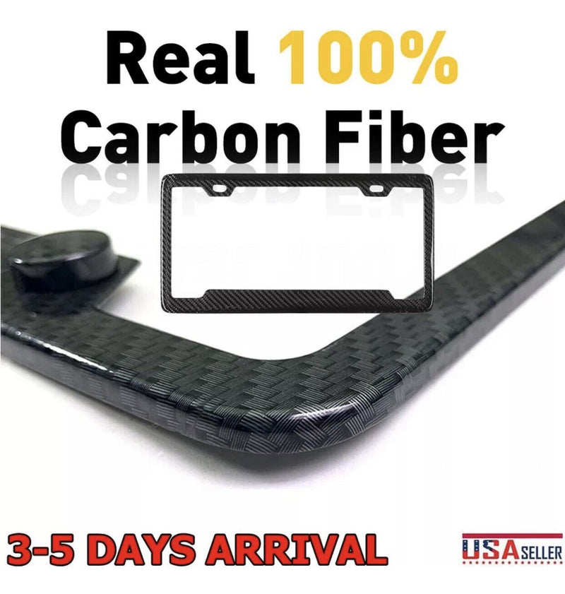 REAL 100% CARBON FIBER LICENSE Plate Frame COVER ORIGINAL 3K TWILL US