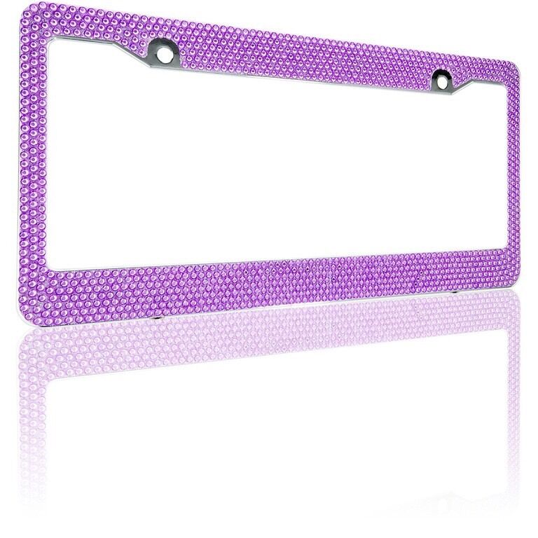 Purple Crystal Rhinestones License Plate Frame 7 rows Special Bling Offer