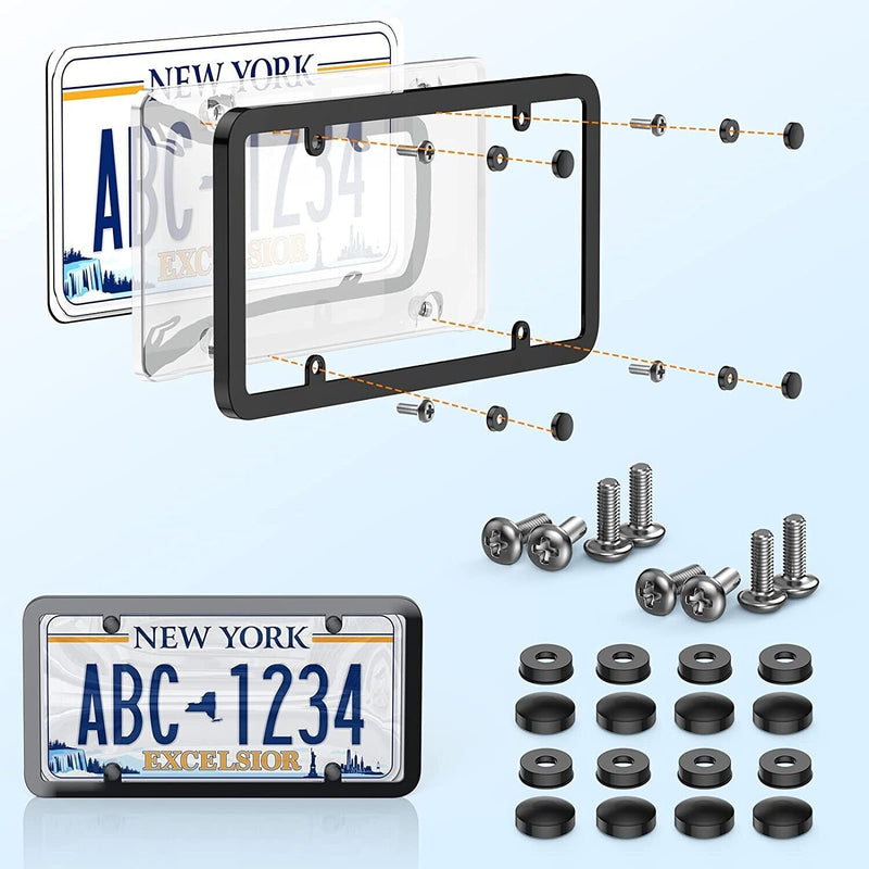 Unbreakable Clear License Plate Bubble Covers Frame Shield Combo - Pair