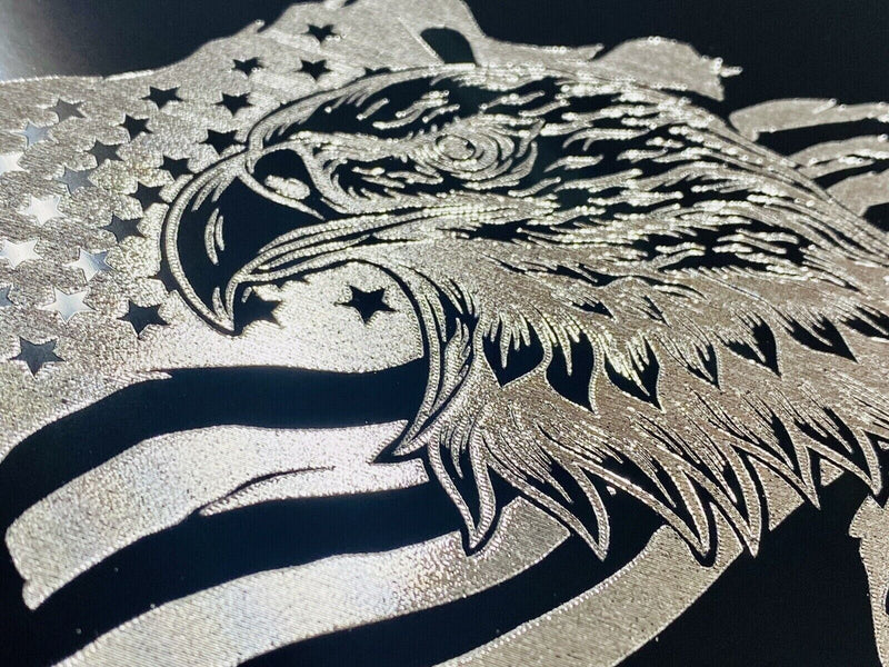 DEEP Engraved US USA Flag Eagle Patriotic Car Tag Etched Vanity License Plate