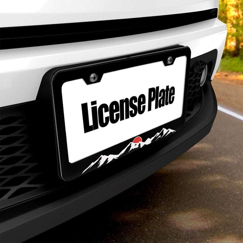 Mountains Sunset Black Stainless Steel License Plate Frame Including Hardware
