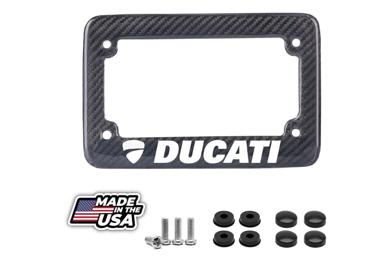 Ducati MOTORCYCLE License Plate Frame Carbon Fiber - WHITE