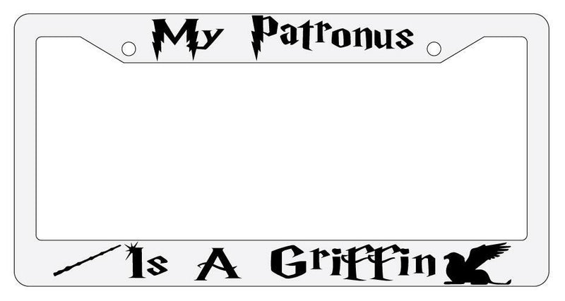 My Patronus is A Griffin White Plastic License Plate Frame Auto Accessory  Mod-GRAPH9856236-3548