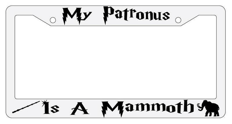My Patronus is A Mammoth White Plastic License Plate Frame Auto Accessory  Mod-GRAPH9856236-3540
