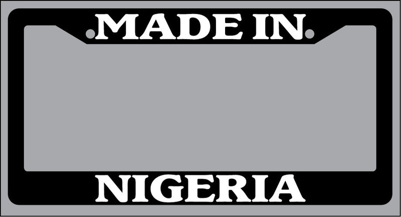 Black License Plate Frame "Made In Nigera" Auto Accessory Novelty  Mod-GRAPH9856236-2658