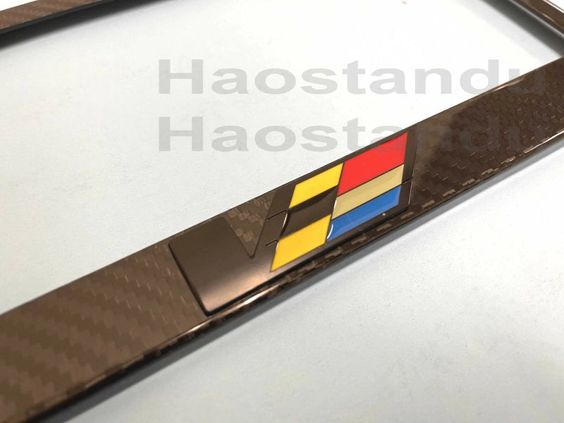 1(B) V-Series LOGO 3D Emblem Real 3K Twill Weave CARBON FIBER License Plate Frame