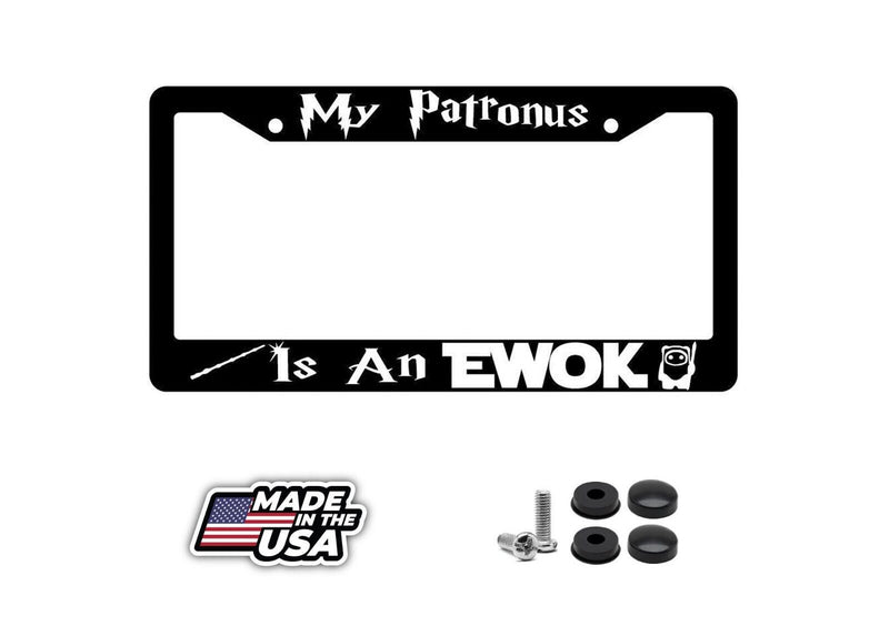 My Patronus Is A Ewok Black Plastic License Plate Frame Harry Potter
