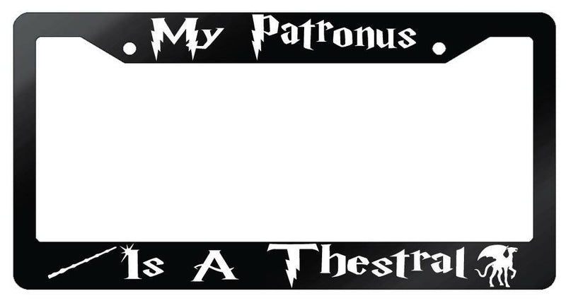 My Patronus Is A Thestral Glossy Black Plastic License Plate Frame For Harry Potter  Mod-GRAPH9856236-7129
