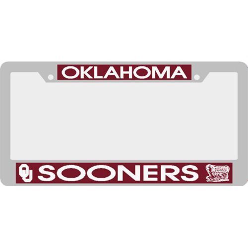 NCAA Oklahoma Sooners Metal License Plate Frame W/domed Insert - Crimson Background