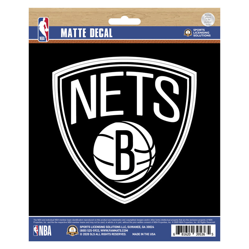 NBA Brooklyn Nets Decal Matte 5"X6.25" Auto Boat Cooler Luggage