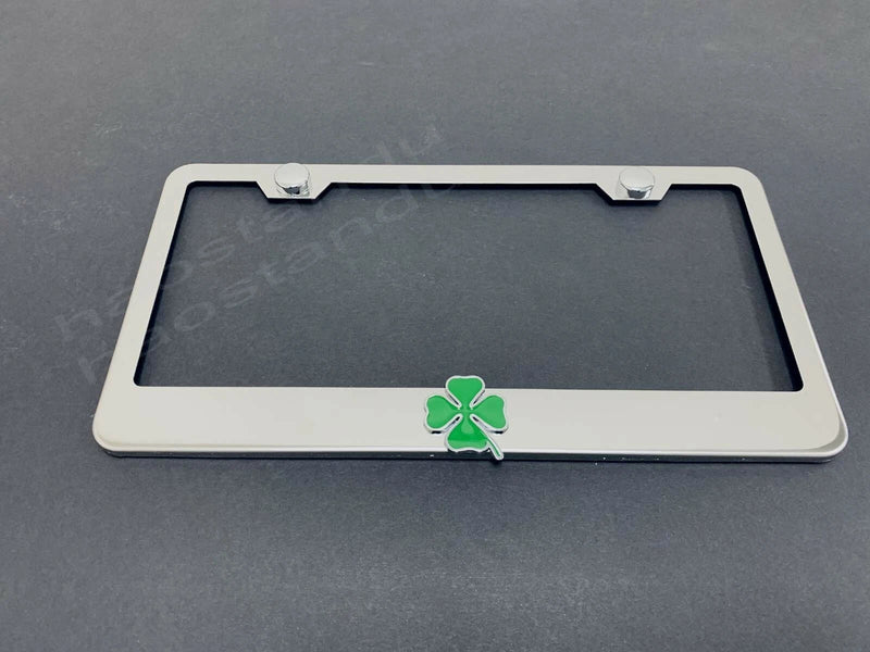 1x Quadrifoglio Logo 3D Emblem Stainless Steel License Plate Frame Rust Free Cap, Silver, 1 Year Manufacturer Warranty