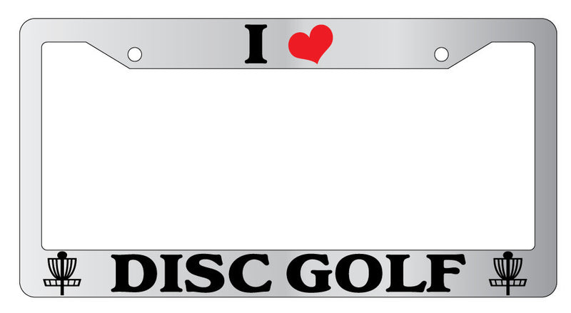 Chrome METAL License Plate Frame I Heart Disc Golf LOGO Auto Accessory  Mod-GRAPH9856236-9192