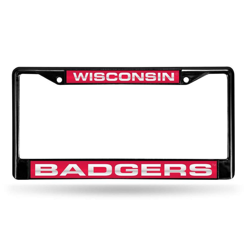 NCAA Wisconsin Badgers Inlaid Acrylic Black License Plate Frame