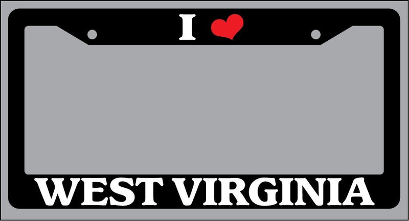 Black License Plate Frame "I Heart West Virginia" Auto Accessory Novelty  Mod-GRAPH9856236-867