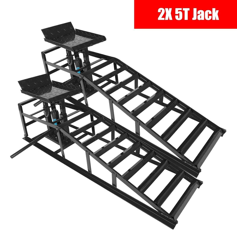 2PC Lift Frame Repair Auto Service Heavy Car Lifts Black Ramps Hydraulic 11000lb