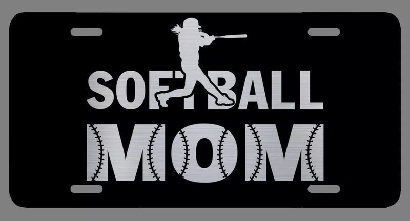 Softball Mom Laser Etched Metal License Plate Mother&