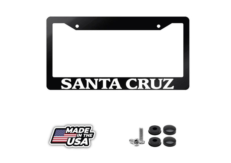 Glossy Black License Plate Frame SANTA CRUZ Auto Accessory 2655